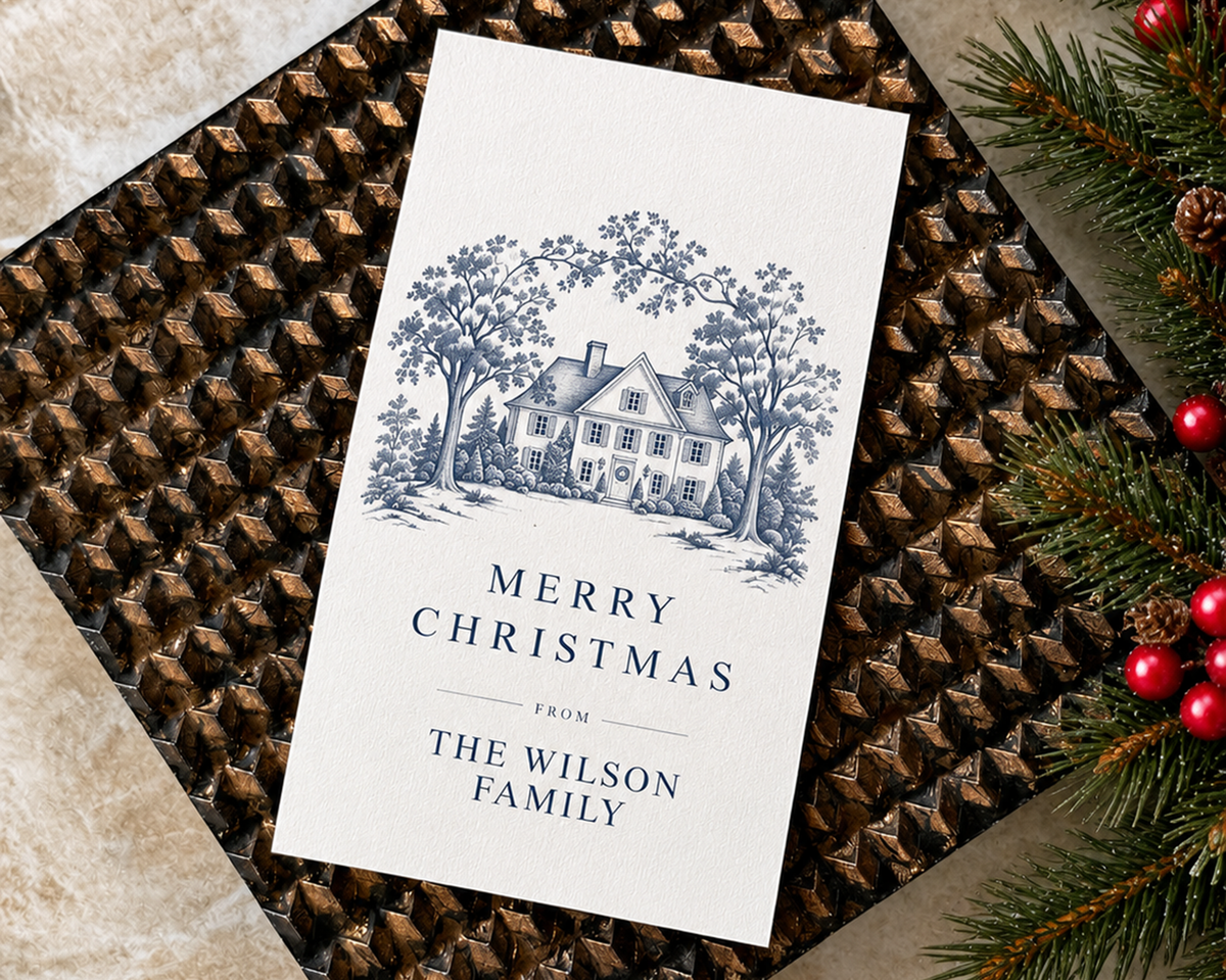 Elegant Blue Christmas House