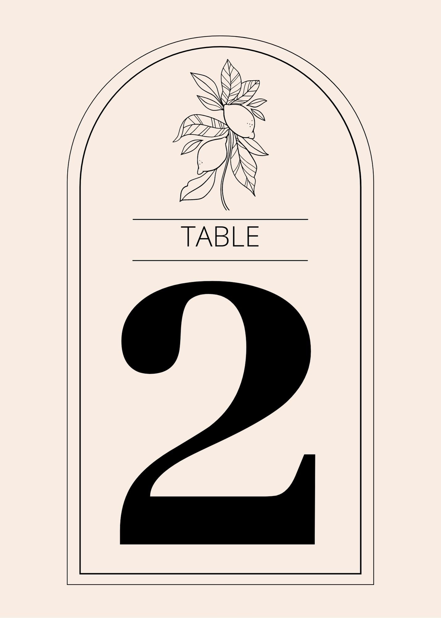 Vintage Lemons Table Number