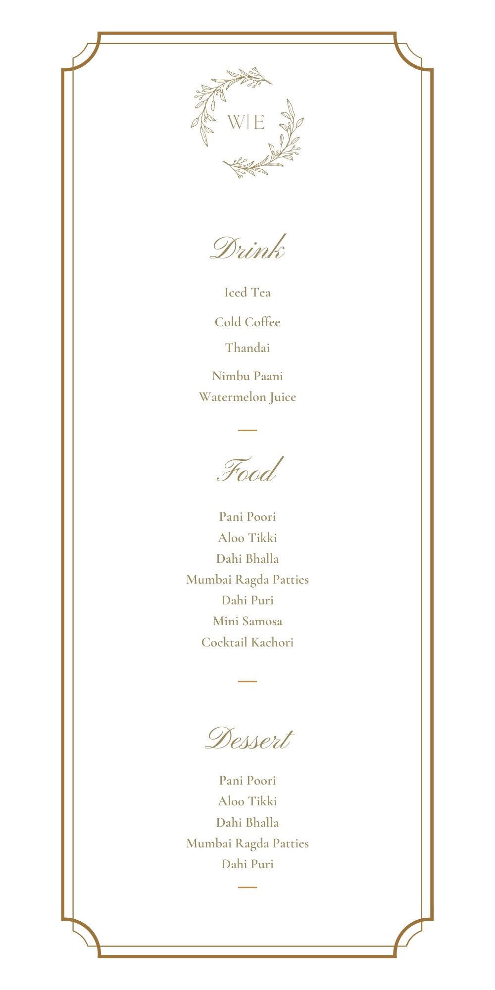 Elegant Gold Menu Card