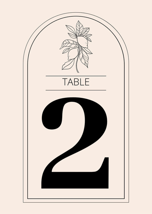 Vintage Lemons Table Number