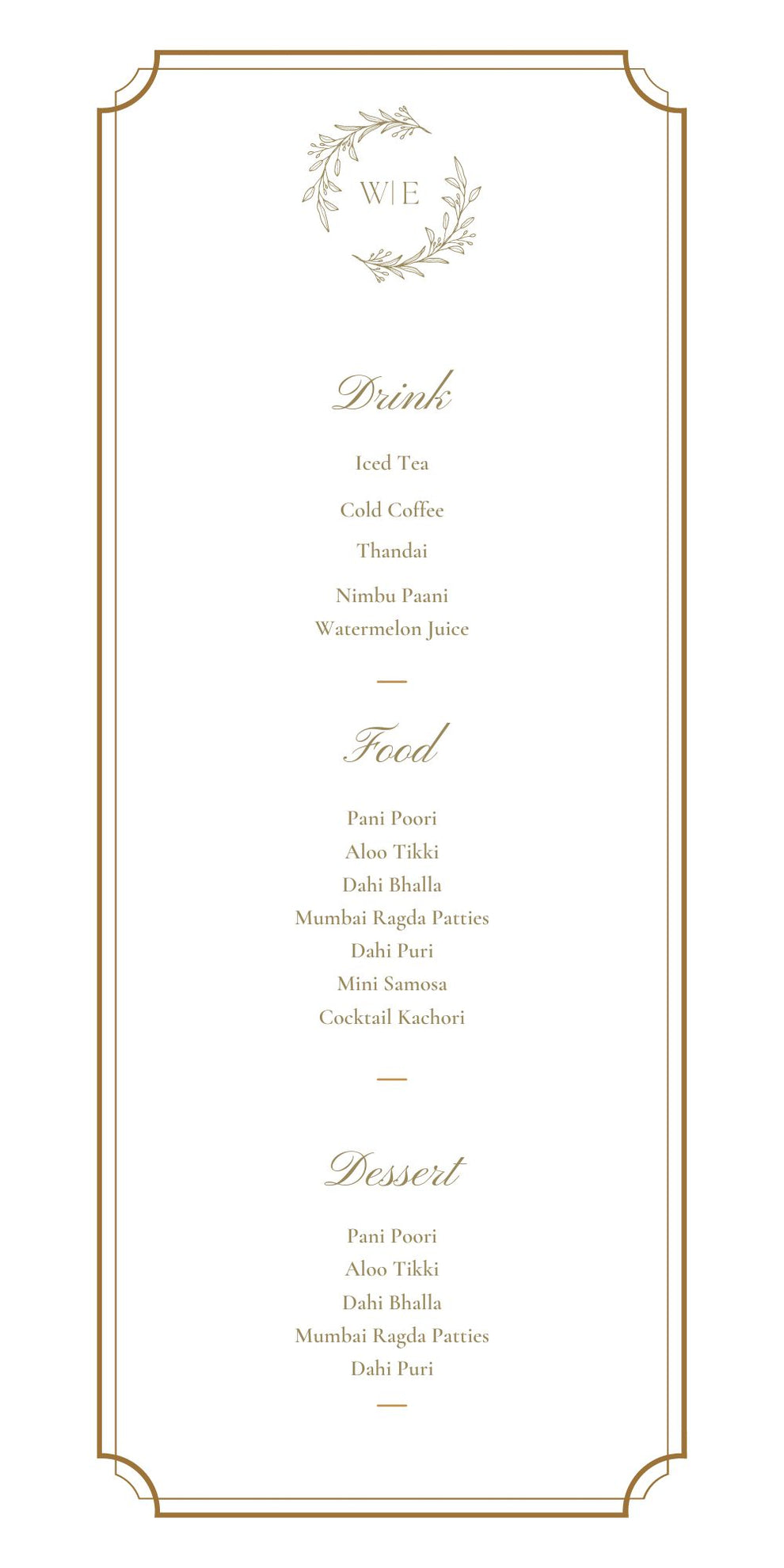 Elegant Gold Menu Card – Shimmer Prints