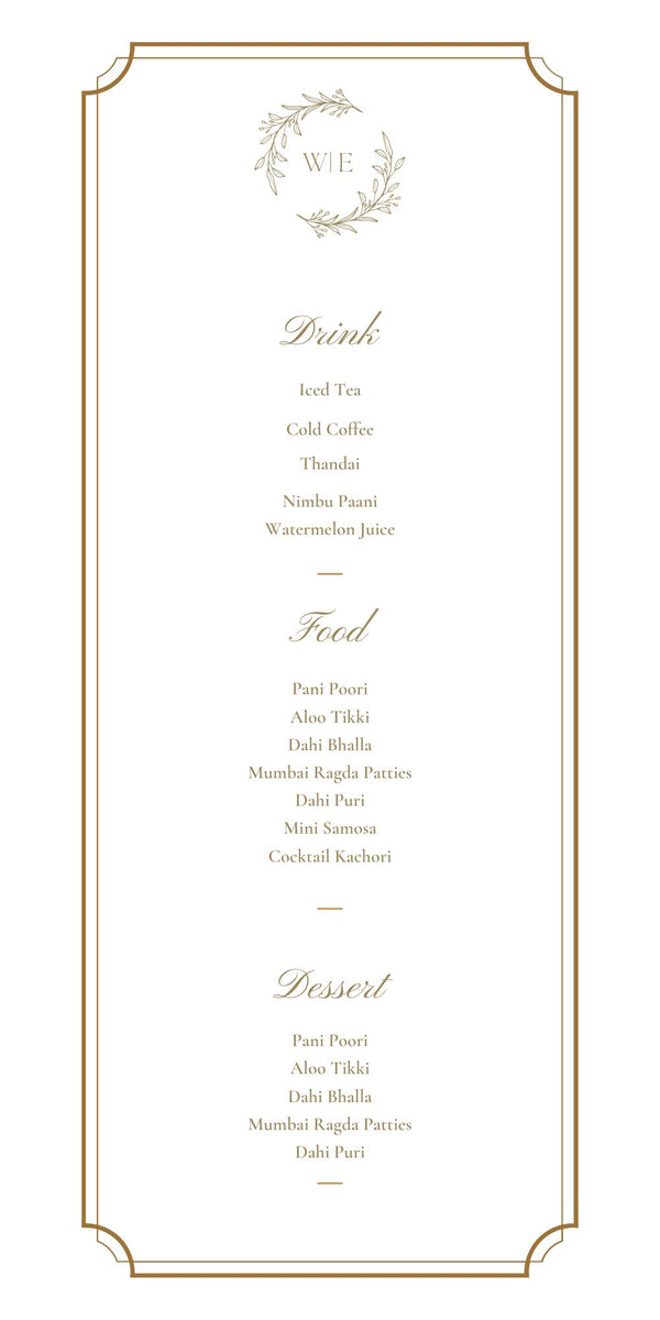 Elegant Gold Menu Card – Shimmer Prints