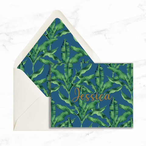 Blue Tropical Folded Note card